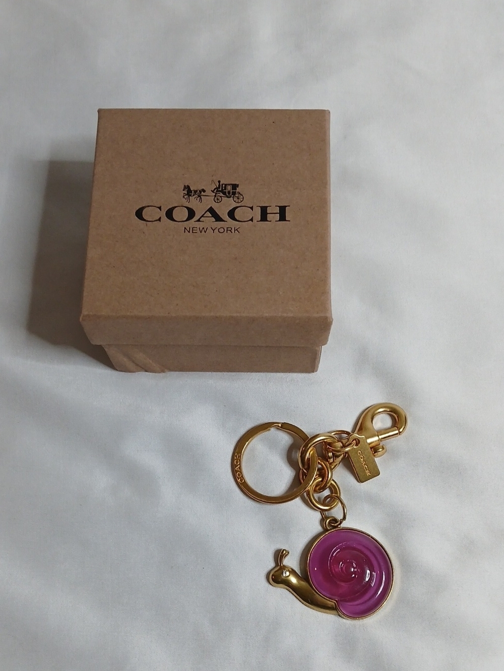 Coach Gold-Tone Purple Snail Keyring Charm - Picture 1 of 3
